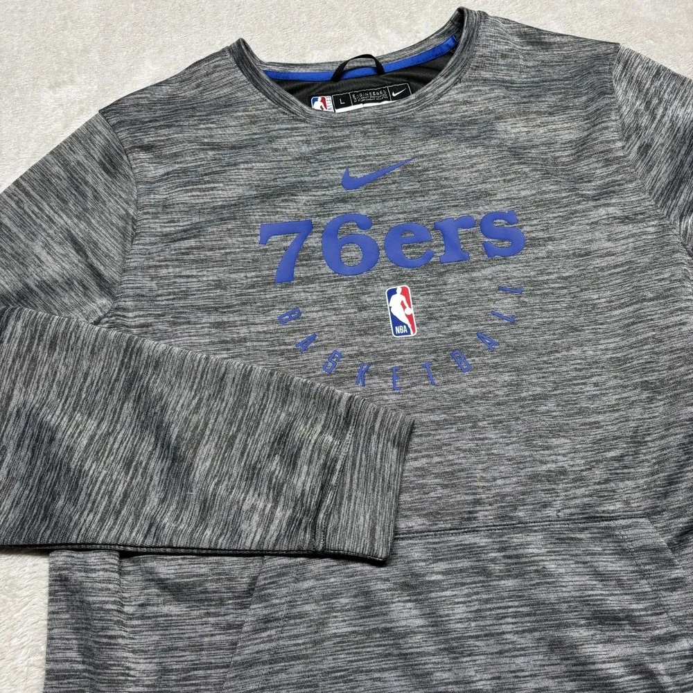 Philadelphia 76ers Nike Engineered Sweater Mens L Gray NBA‎ Sweatshirt Dri Fit